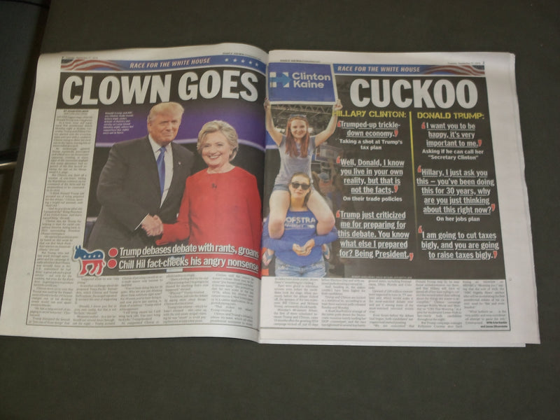 2016 SEPTEMBER 27 NEW YORK DAILY NEWS - CLINTON VS. TRUMP PRESIDENTIAL DEBATE