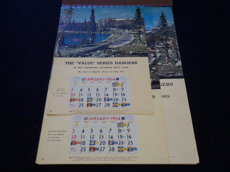 1954 THE GEORGE WASHINGTON HANGERS CALENDAR SALESMAN SAMPLE SHEETS BOOK - C 20