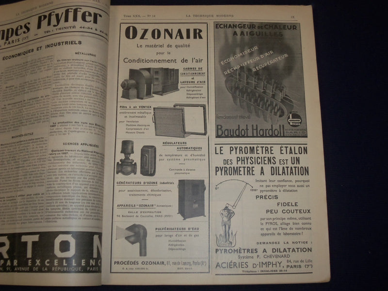1938 LA TECHNIQUE MODERNE FRENCH MAGAZINE LOT OF 7 ISSUES - GREAT ADS - O 2713