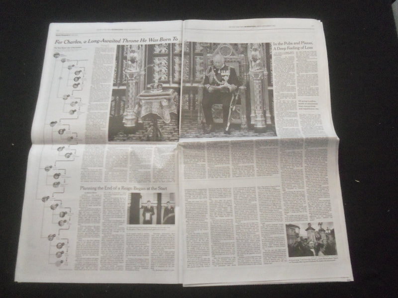 2022 SEPTEMBER 9 NEW YORK TIMES - QUEEN ELIZABETH DIED AT AGE 96 (1926-2022)