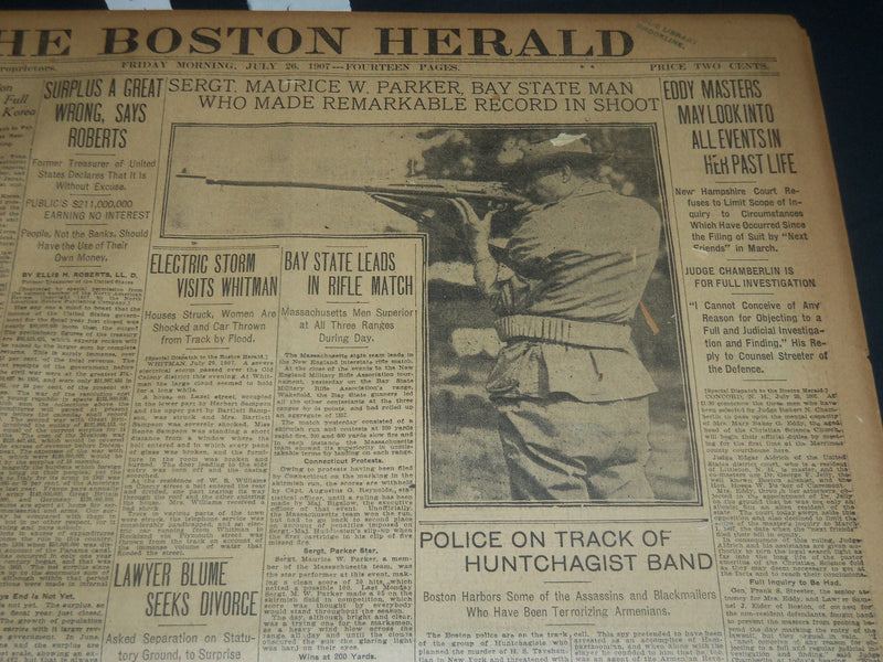 1907 JULY 26 THE BOSTON HERALD - EDDY MASTERS LOOK INTO HER PAST LIFE - BH 258