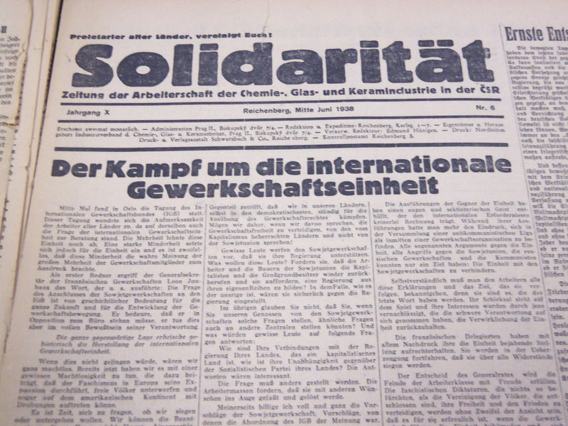 1935-1938 SOLIDARITAT SOLIDARITY NEWSPAPER LOT OF 23 ISSUES - GERMAN - UP 83