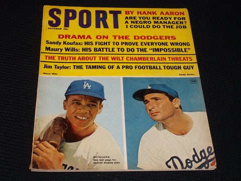 1965 OCTOBER SPORT MAGAZINE - WILLS & KOUFAX COVER - E 259