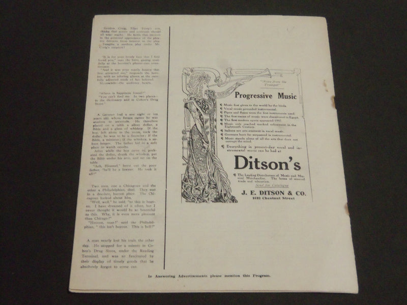 1908 SEPTEMBER PLAYS AND PLAYERS IN PHILADELPHIA THEATRE PROGRAM - J 2390