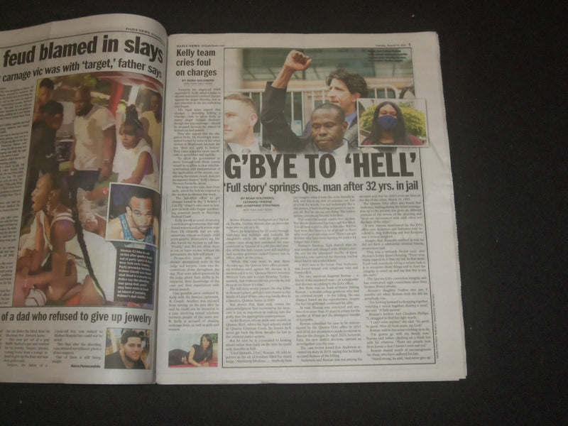 2021 AUGUST 10 NEW YORK DAILY NEWS NEWSPAPER - 32 YEARS ON A BAD RAP, MAN FREED
