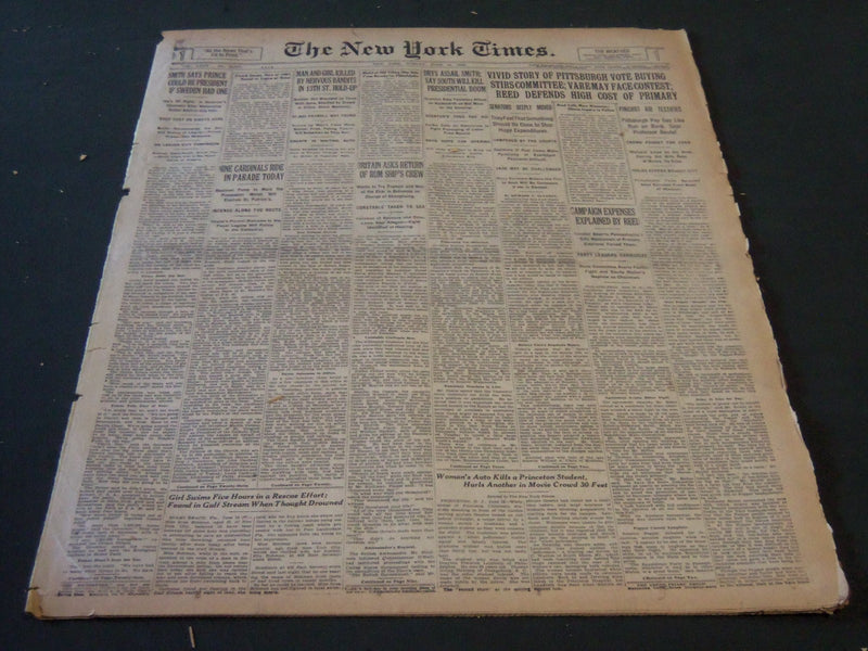 1926 JUNE 13 NEW YORK TIMES - VIVID STORY OF PITTSBURGH VOTE BUYING - NT 5562