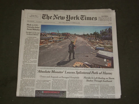 2018 OCTOBER 12 NEW YORK TIMES - HURRICANE MICHAEL CREATES PATH OF HAVOC IN FLA.