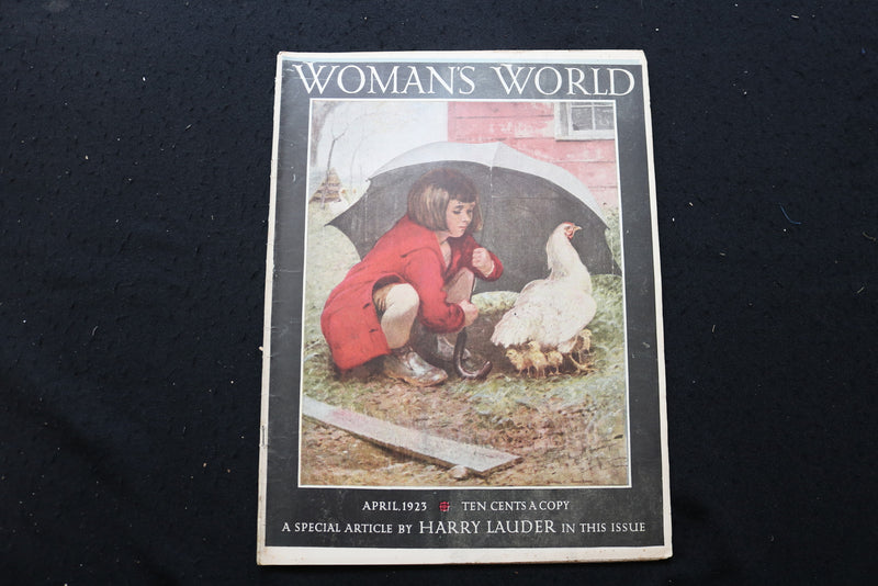 1923 APRIL WOMAN'S WORLD MAGAZINE - GIRL WITH UMBRELLA COVER - E 10354
