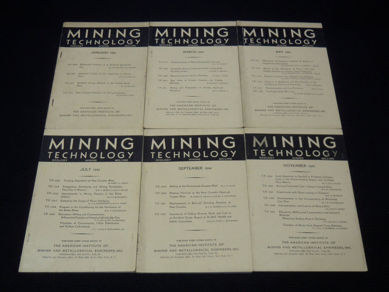 1941 MINING TECHNOLOGY MAGAZINE LOT OF 6 ISSUES - COMPLETE YEAR - O 2825C