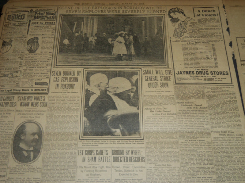1907 AUGUST 16 THE BOSTON HERALD - 5000 DRIVEN OUT BY FIRE OLD ORCHARD - BH 228