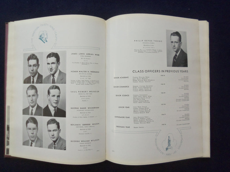 1939 CALYX WASHINGTON AND LEE UNIVERSITY YEARBOOK - LEXINGTON, VIRGINIA- YB 3047