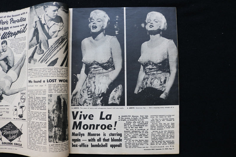 1959 SEP 17 AUSTRALASIAN POST MAGAZINE - MARILYN MONROE PHOTOS INSIDE - E 25235