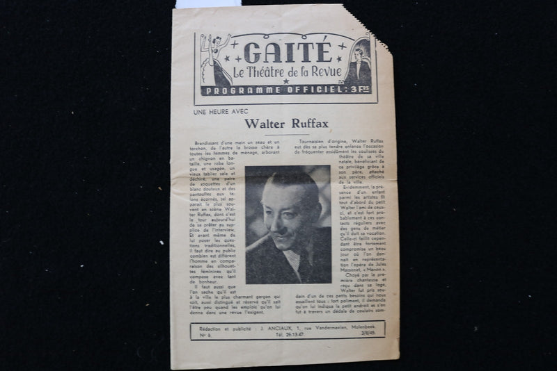 1945 MARCH 8 GAITE - LE THEATRE DE LA REVUE PROGRAMME - FRENCH - K 2802
