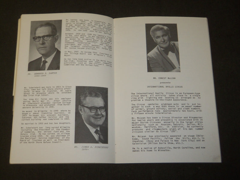 1972 CIRCUS 100 SOUVENIR PROGRMA - WILMETTE ILLINOIS - J 3487