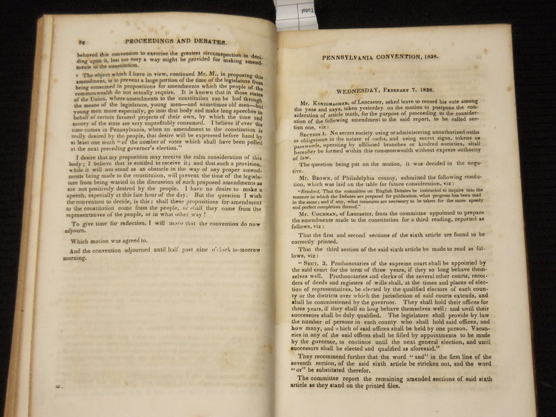 1839 AMENDMENTS TO THE CONSTITUTION VOLUME XII - PENNSYLVANIA - KD 705N