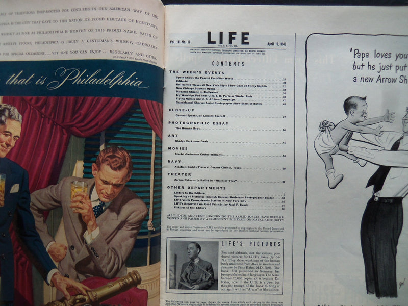 1943 APRIL 19 LIFE MAGAZINE - SOLDIER'S FAREWELL - L 335