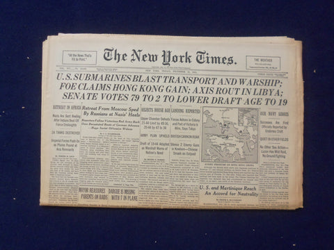 1941 DEC 19 NEW YORK TIMES - U.S SUBMARINES BLAST TRANSPORT AND WARSHIP- NP 6484