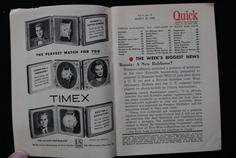 1953 MARCH 23 QUICK DIGEST MAGAZINE - ROCKY MARCIANO COVER - K 2422