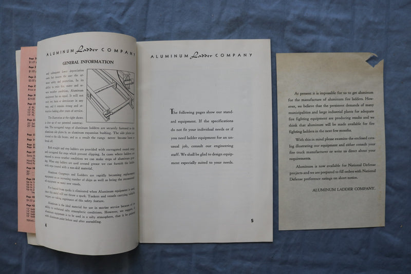 1941 JANUARY 1 ALUMINUM LADDER COMPANY SOFTCOVER BROCHURE - K 3143