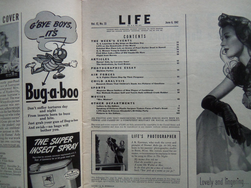 1942 JUNE 8 LIFE MAGAZINE - NURSE'S AIDE - L 290