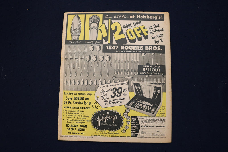 1958 APRIL 27 DES MOINES PICTURE MAGAZINE - INGRID GOUDE COVER - E 23169