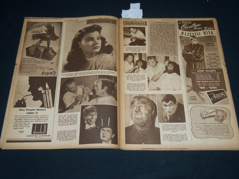 1945 DEC 9 THE PITTSBURGH PRESS SUNDAY ROTO SECTION - INGRID BERGMAN - NP 4553