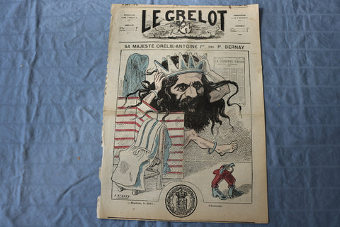 1872 OCTOBER 13 LE GRELOT NEWSPAPER- SA MAJESTE ORELIE-ANTOINE -FRENCH - NP 8603