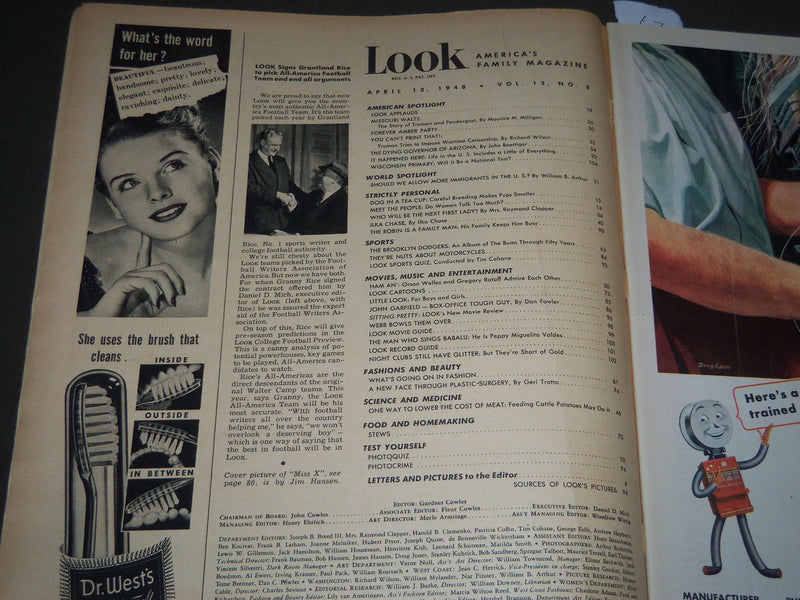 1948 APRIL 13 LOOK MAGAZINE - BROOKLYN DODGERS A 50 YEAR ALBUM - ST 5111