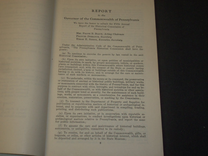 1931-1937 PENNSYLVANIA HISTORICAL COMMISSION REPORTS LOT OF 2 - ST 5249