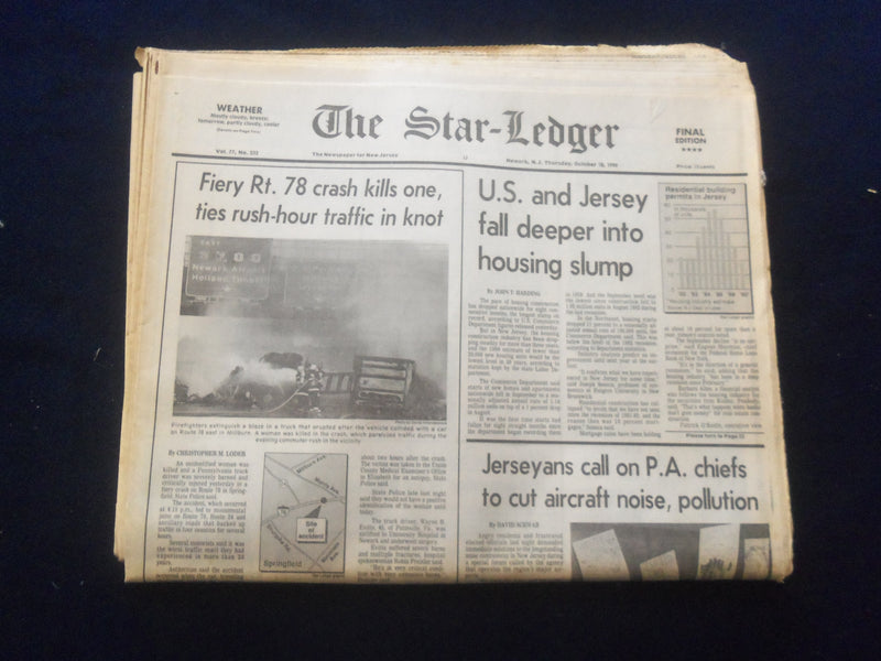 1990 OCT 18 THE STAR-LEDGER NEWSPAPER -NEWARK, NJ-RT. 78 CRASH KILLS ONE-NP 6129
