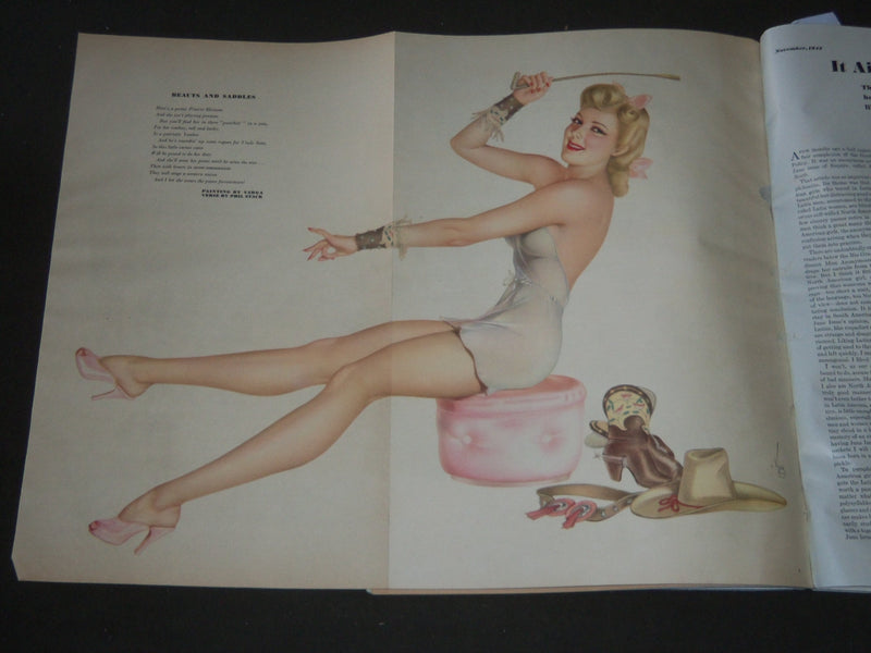 1942 NOVEMBER ESQUIRE MAGAZINE - VARGAS ILLUSTRATION - COVER AND ADS - ST 5076