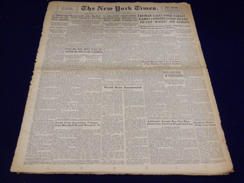 1947 SEPTEMBER 26 NEW YORK TIMES - TRUMAN CALLS FOOD PARLEY - NT 3314