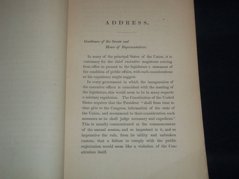 1861 NATHANIEL P. BANKS VALEDICTORY ADDRESS - MASSACHUSETTS - J 8948