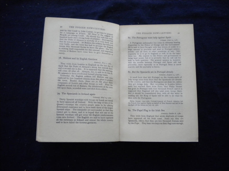 1926 THE FUGGER NEWS LETTERS 1568-1605 HARDCOVER BOOK - SECOND SERIES - KD 8023