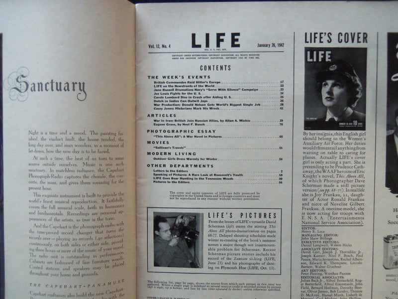 1942 JANUARY 26 LIFE MAGAZINE - AIR FORCE WOMEN'S AUXILIARY - L 271