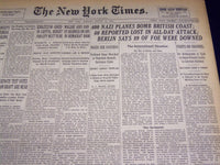 1940 AUGUST 12 NEW YORK TIMES - 400 NAZI PLANES BOMB BRITISH COAST - NT 2536
