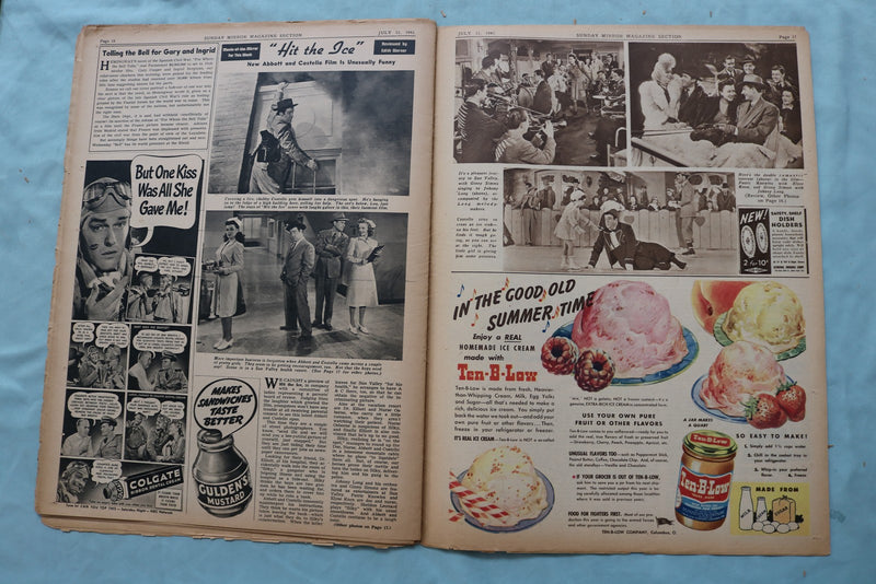 1943 JULY 11 SUNDAY MIRROR MAGAZINE SECTION - COOPER-BERGMAN-ROCKWELL - NP 9088