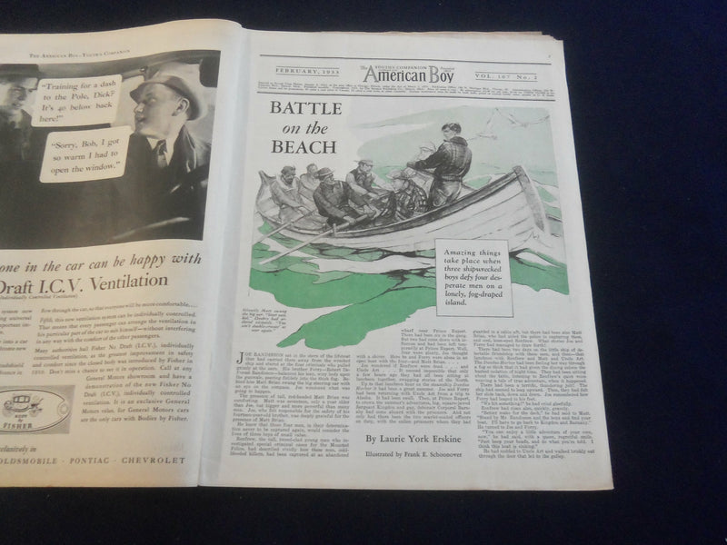 1933 FEBRUARY AMERICAN BOY MAGAZINE - BATTLE ON THE BEACH - ST 7073