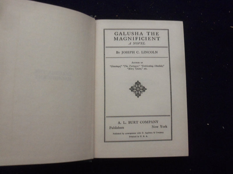 1921 GALUSHA THE MAGNIFICENT HARDCOVER BOOK BY JOSEPH C. LINCOLN - KD 8385