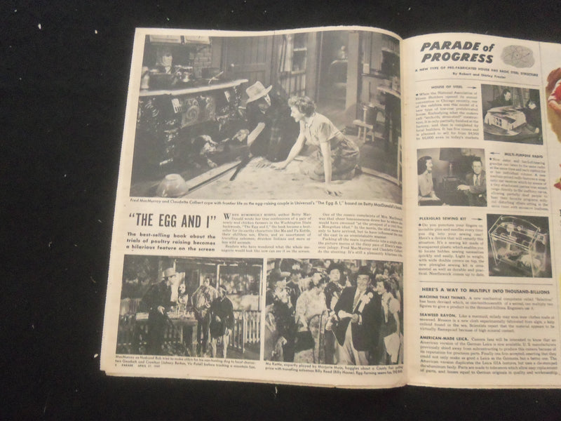 1947 APRIL 27 SYRACUSE HERALD AMERICAN PARADE MAGAZINE - SHOWER TIME - SP 886T