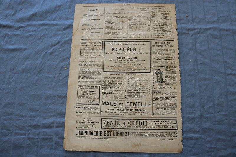 1873 APRIL 20 LE GRELOT NEWSPAPER - FLUCTUAT NEC MERGITUR! - FRENCH - NP 8620