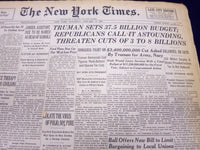 1947 JANUARY 11 NEW YORK TIMES - TRUMAN SETS 37.5 BILLION BUDGET - NT 103