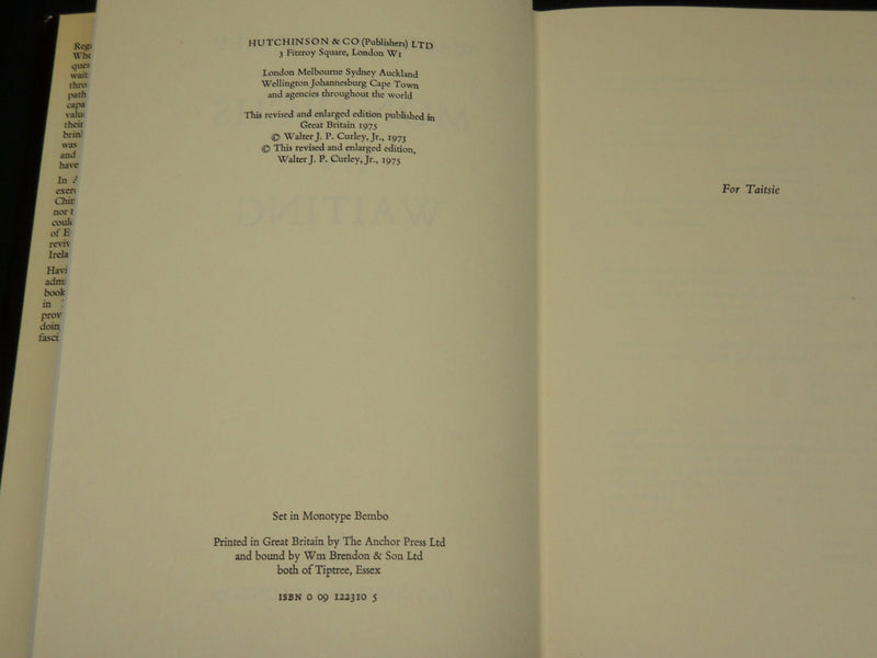 1975 MONARCHS IN WAITING BOOK INSCRIBED BY WALTER CURLEY + LETTER - D 475