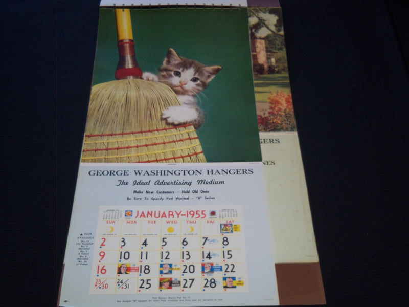 1955 THE GEORGE WASHINGTON HANGERS CALENDAR SALESMAN SAMPLE SHEETS BOOK - C 21
