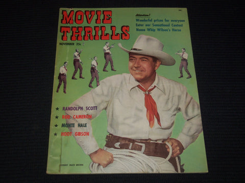 1950 NOVEMBER MOVIE THRILLS MAGAZINE - JOHNNY MACK BROWN COVER - E 16094