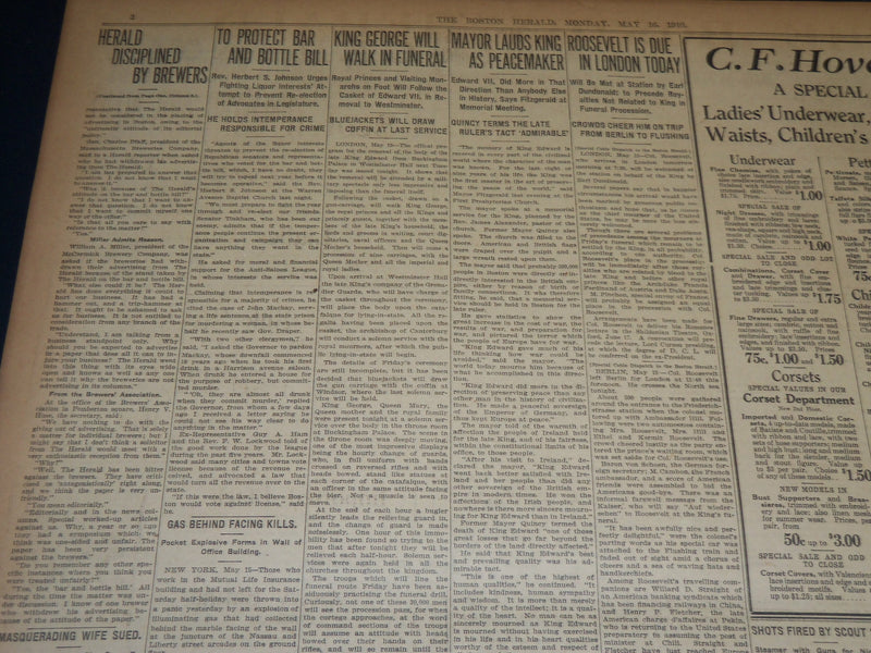 1910 MAY 16 THE BOSTON HERALD - PERIL IN COMET'S APPROACH TO EARTH - BH 359