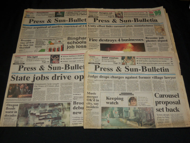 1989-1999 BINGHAMTON PRESS & SUN BULLETIN NEWSPAPERS LOT OF 35 - NP 1335A