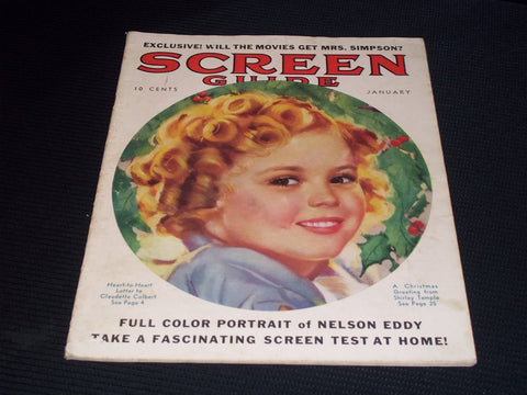 1936 JANUARY SCREEN GUIDE MAGAZINE - SHIRLEY TEMPLE FRONT COVER - E 20088