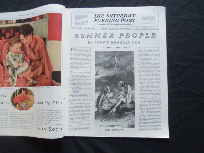 1933 AUGUST 19 THE SATURDAY EVENING POST MAGAZINE - ILLUSTRATED COVER - SP 1526