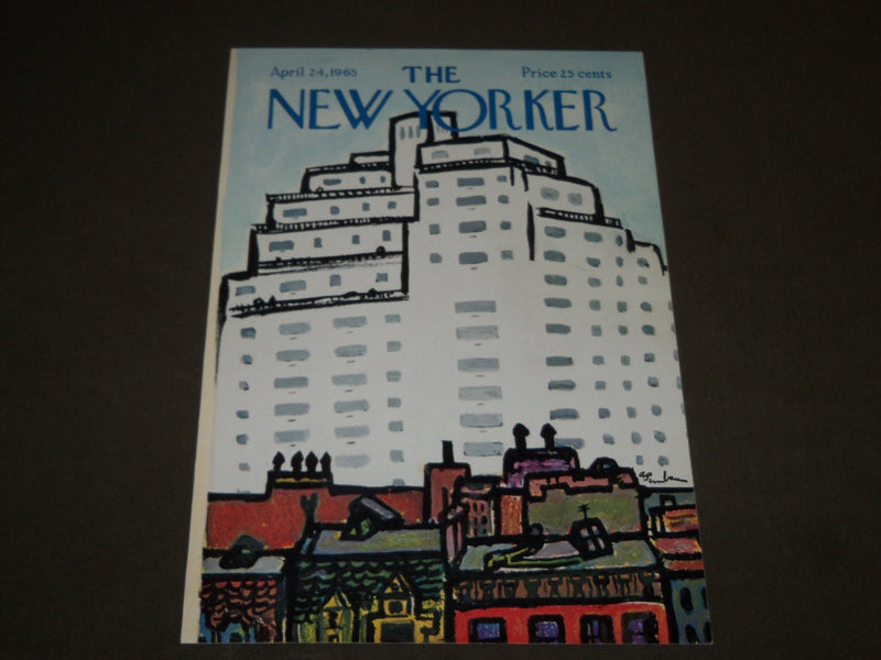 1965 APRIL 24 NEW YORKER MAGAZINE FRONT COVER ONLY - GREAT ART FOR FRAMING
